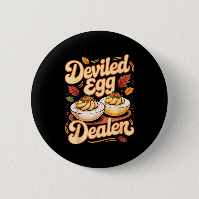 Deviled Egg Er Funny Retro Thanksgiving Food Quote Knapp (Framsida)