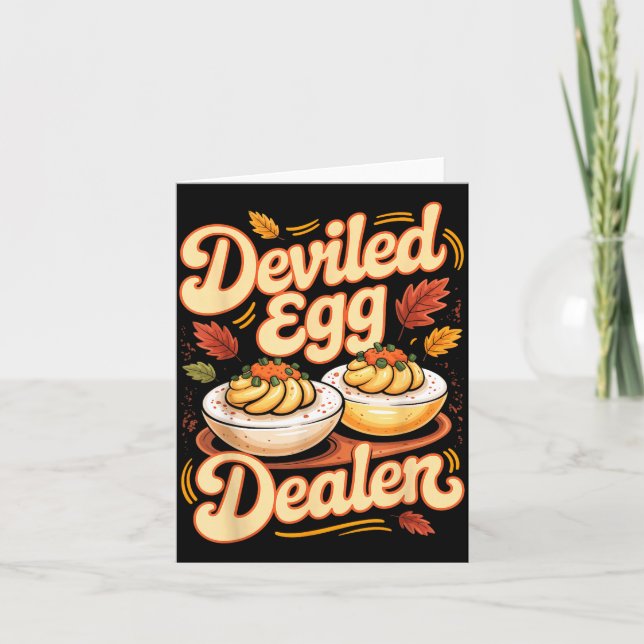 Deviled Egg Er Funny Retro Thanksgiving Food Quote Kort (Framsida)