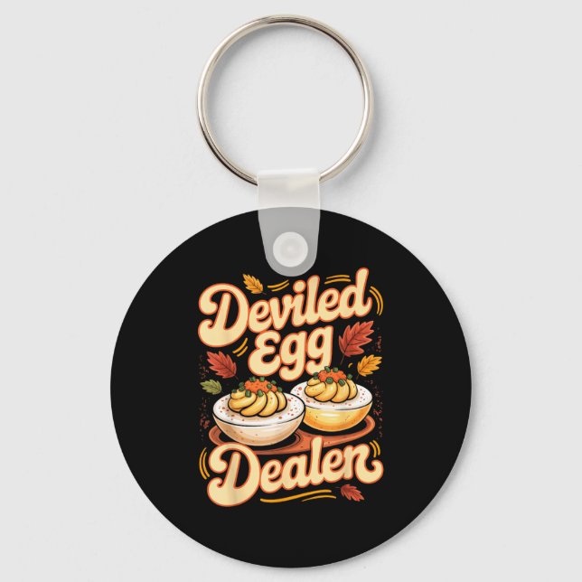 Deviled Egg Er Funny Retro Thanksgiving Food Quote Nyckelring (Framsida)