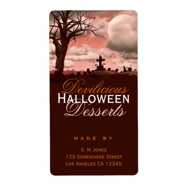 Devilicious Halloween Desserts Food Label Fraktsedel (Framsidan)