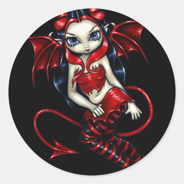 "Devilish Fairy" Sticker Runt Klistermärke (Framsida)