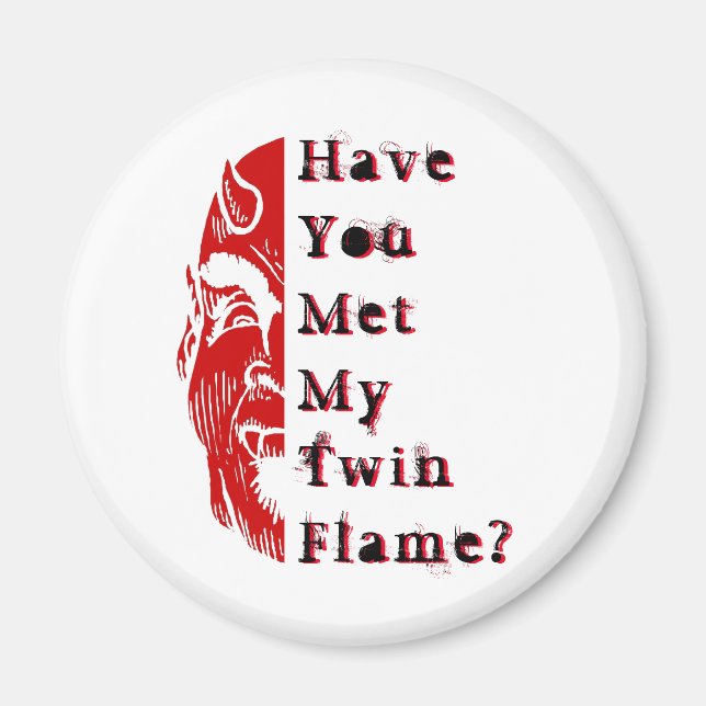Devilish Humor Twin Flame twinflame djävulen spege Magnet (Framsidan)