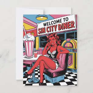 Devilish Woman vid Sin City Middag Bok Vykort