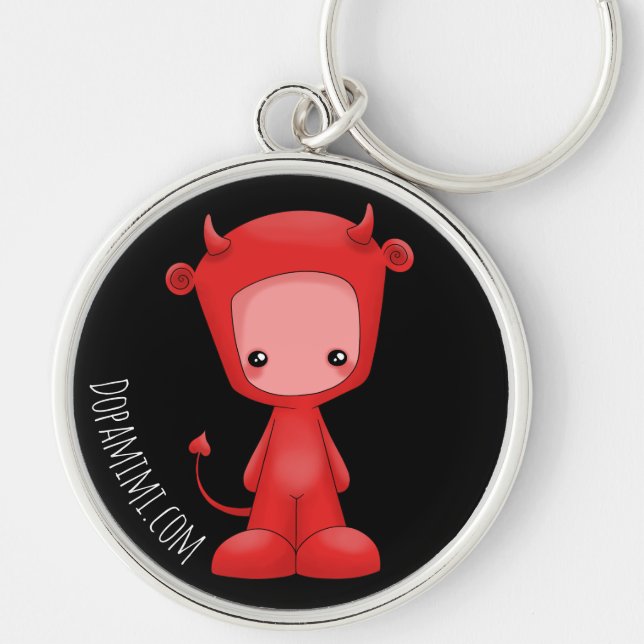 DevilMimi Rund Silverfärgad Nyckelring (Framsidan)