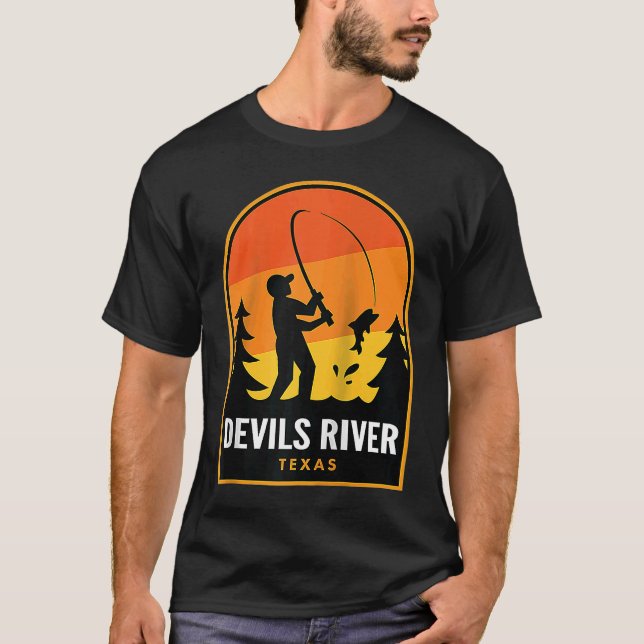 Devils River Texas Fiske Raglan T Shirt (Framsida)