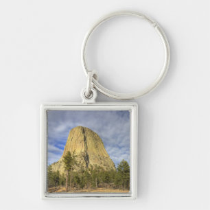 Devils Tower National Monument Fyrkantig Silverfärgad Nyckelring