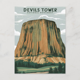 Devils Tower National Monument Stylist Målning Vykort