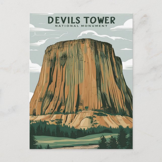 Devils Tower National Monument Stylist Målning Vykort (Framsida)