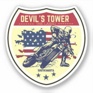 Devil's Tower Road - lasso Motorcykel road trip Klistermärken
