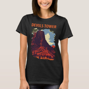 Devils Tower Wyoming Röd Rock Resa T Shirt