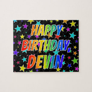 "DEVIN" Första Namn, Roligten "GRATTIS PÅ FÖDELSED Pussel