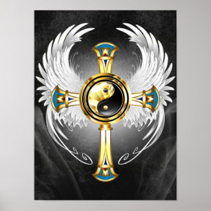 Devine Egyptian Guld Yin Yang Symbol Poster