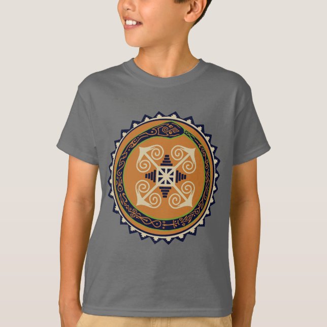 Devine Fire Wheel med Ouroboros Snake VooDoo Tee Shirt (Framsida)