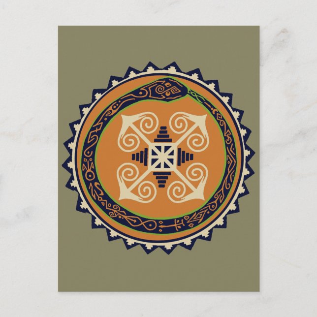 Devine Fire Wheel med Ouroboros Snake VooDoo Vykort (Framsida)