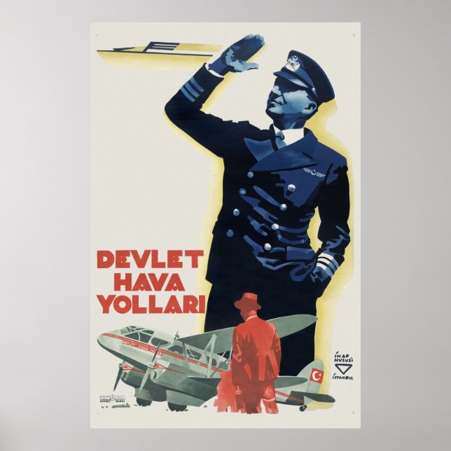 Devlet Hava Yollari Turkiet Vintage affisch 1938 (Framsidan)