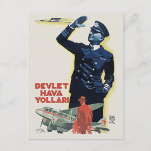 Devlet Hava Yollari Turkiet Vintage affisch 1938 Vykort