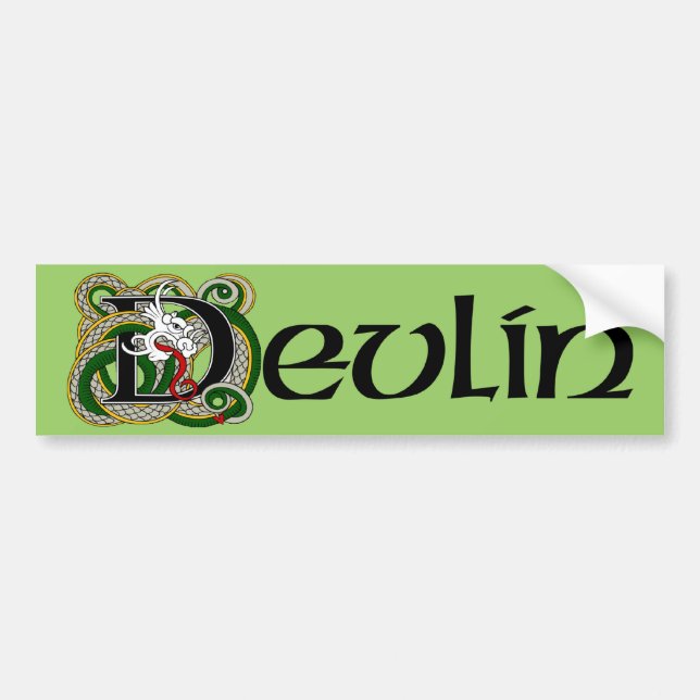 Devlin Celtic Dragon Bumper Sticker Bildekal (Framsidan)