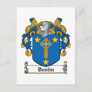 Devlin Family Crest Vykort