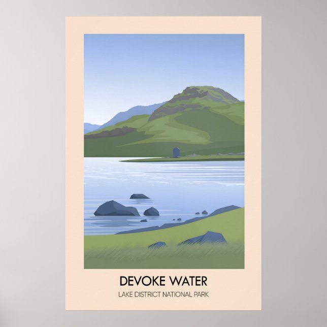 Devoke Water Lake District Resemålningaffisch Poster (Framsidan)