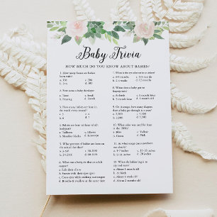 DEVON Baby Trivia Greenery Baby Shower Game Card Inbjudningar