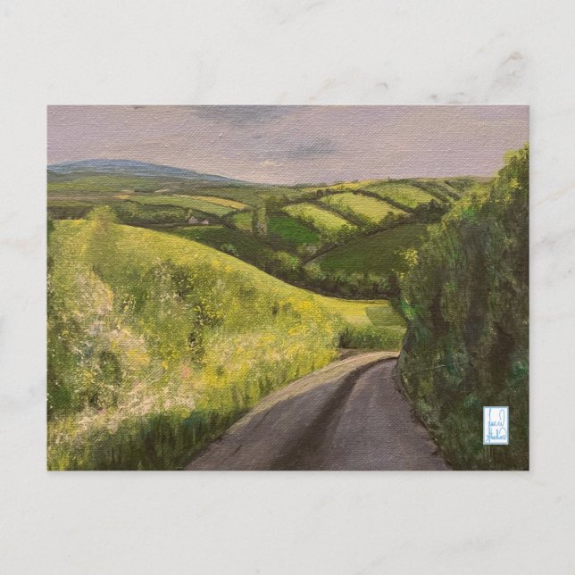 Devon Countryside Exeter England Painting Postcard Vykort (Framsida)