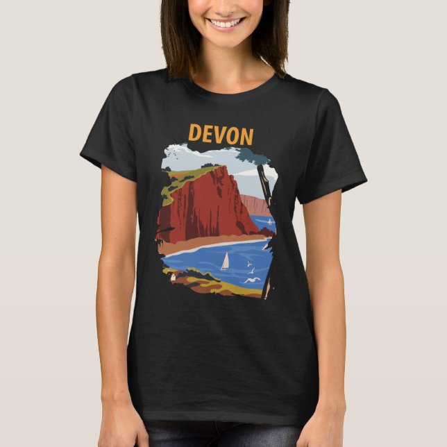 Devon England Kust Retro Resa T-Shirt (Framsida)