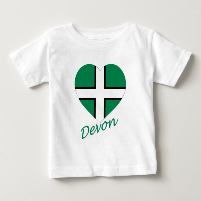 Devon Flagga Heart med Namn Tee Shirt (Framsida)