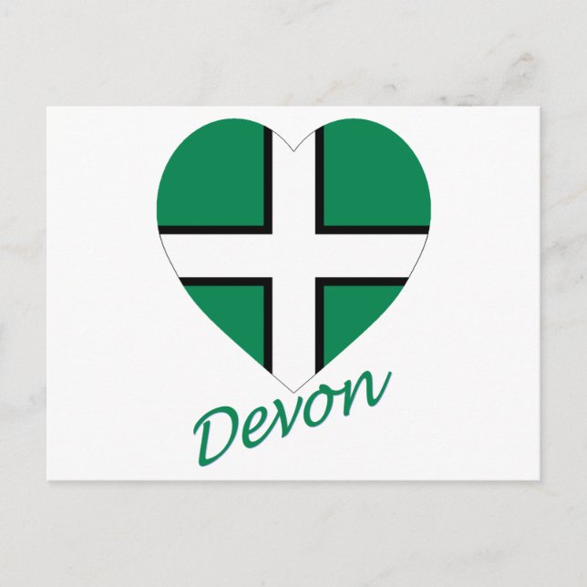 Devon Flagga Heart med Namn Vykort (Framsida)