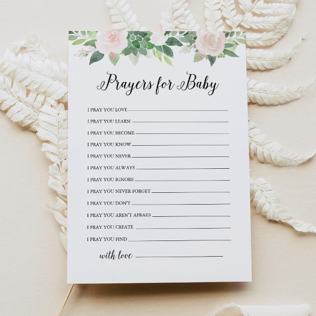 DEVON Greenery Prayers for Baby Shower Adapter Inbjudningar (Skapare uppladdad)