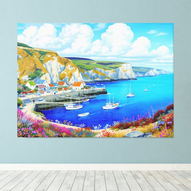 "Devon Harbour Dreamscape" - Ett engelskt Sjölands Canvastryck (Insitu (trägolv))