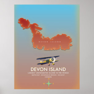 Devon Island, canada karta Poster