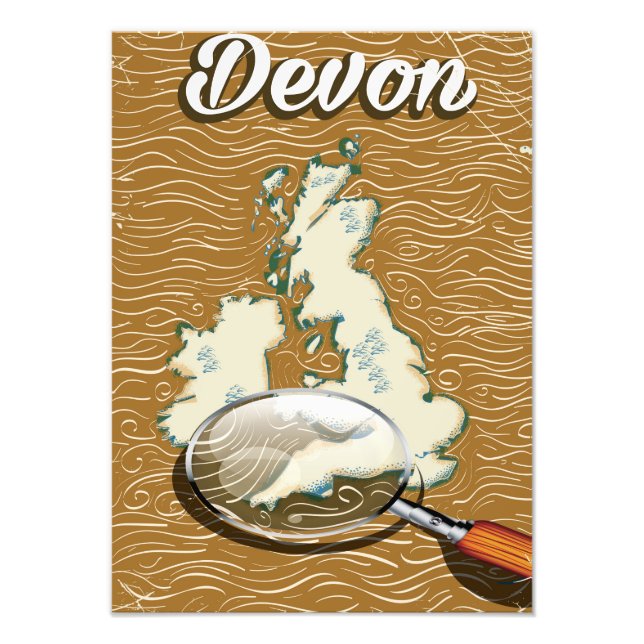 Devon karta vintage resor poster (Framsidan)