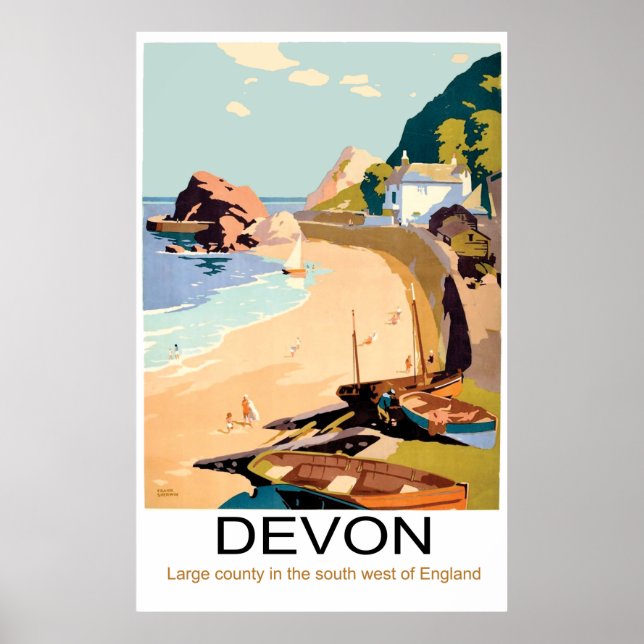 Devon Kusten, England Poster (Framsidan)