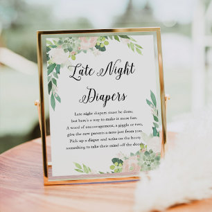 DEVON Lent Natt Diaper Baby Shower Sign Sign Poster