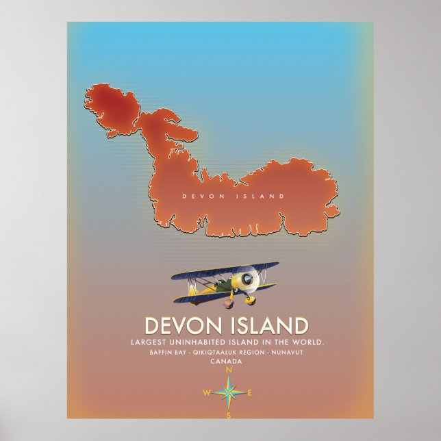 Devon ön, Kanada karta Poster (Framsidan)