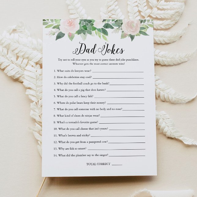 DEVON Pappa skämtar Greenery Baby Shower Game Card Inbjudningar (Skapare uppladdad)