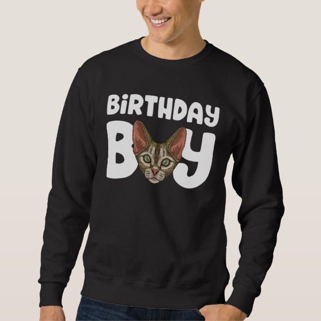 Devon Rex Birthday Boy Party Kids Boys Devon Rex B Lång Ärmad Tröja (Framsida)