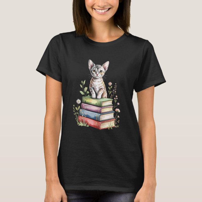 Devon Rex Bokmaskrosor Bok Läsning Böcker Pixi T Shirt (Framsida)