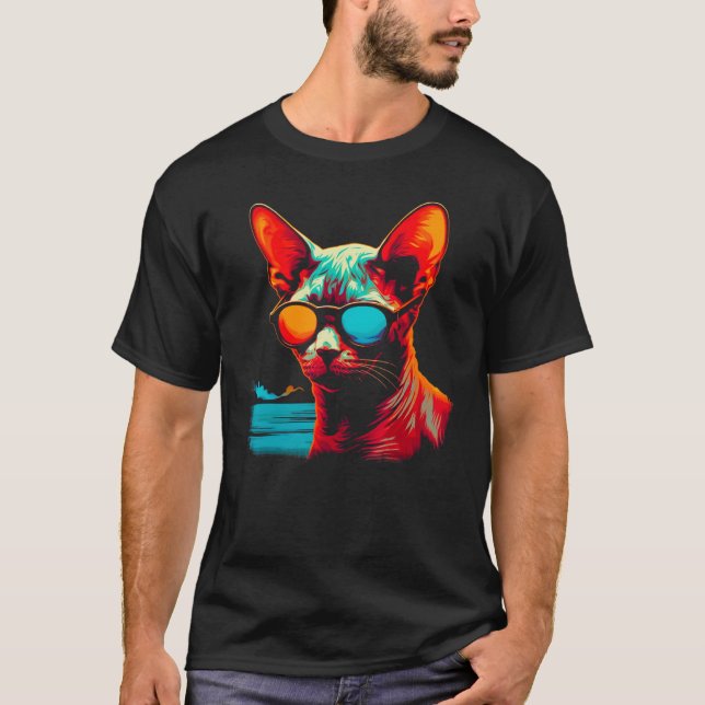 Devon Rex Cat Beach Party T Shirt (Framsida)