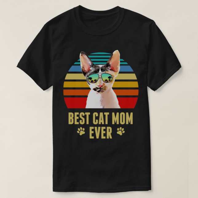 Devon Rex Cat Best Cat Mamma någonsin Retro Beach  T Shirt (Design framsida)