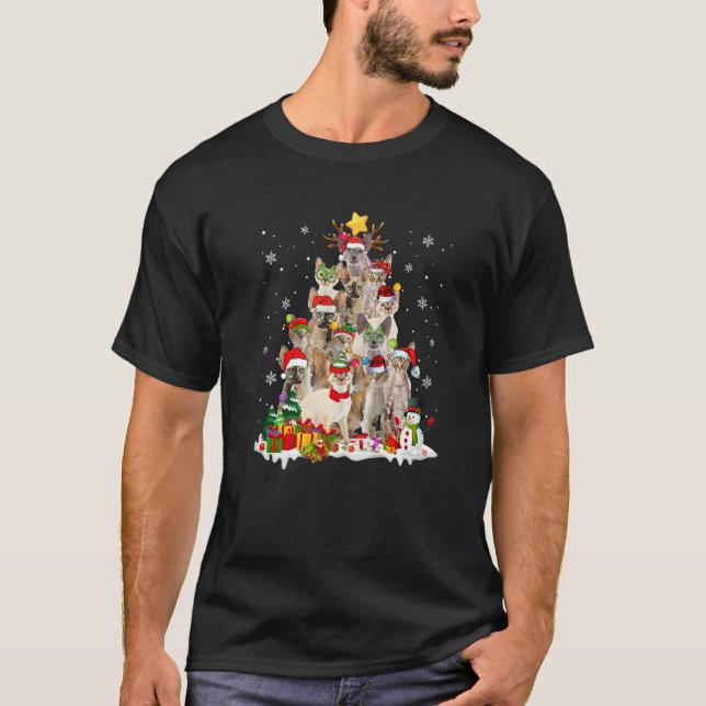 Devon Rex Cat Christmas Tree Holiday Cat  Xmas T Shirt (Framsida)