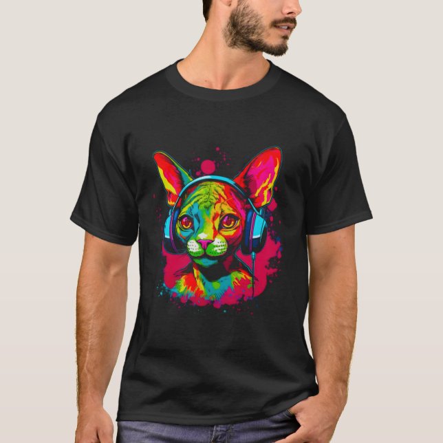 Devon Rex Cat Dj T Shirt (Framsida)