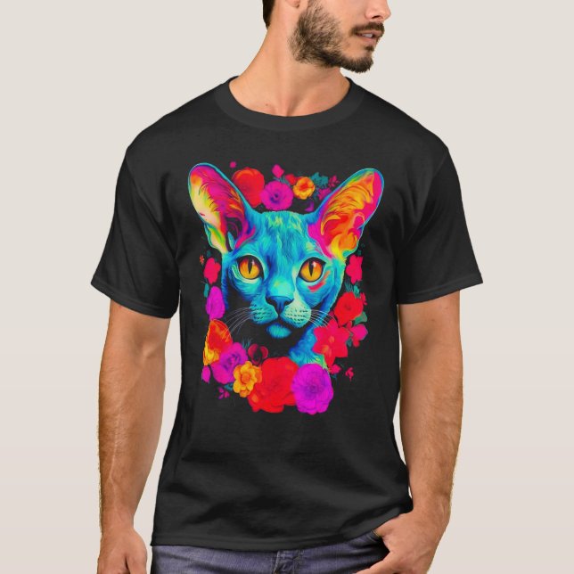 Devon Rex Cat Flower T Shirt (Framsida)