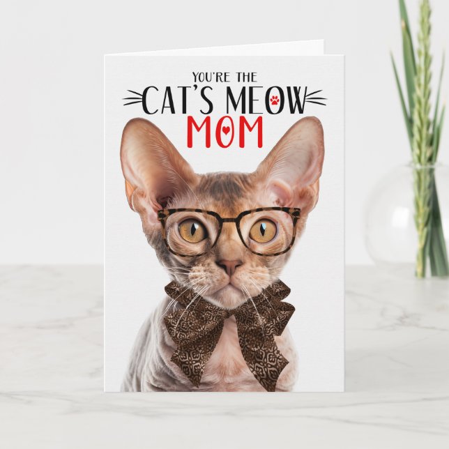 Devon Rex Cat för Mamma på Mors dag Helgkort (Framsida)
