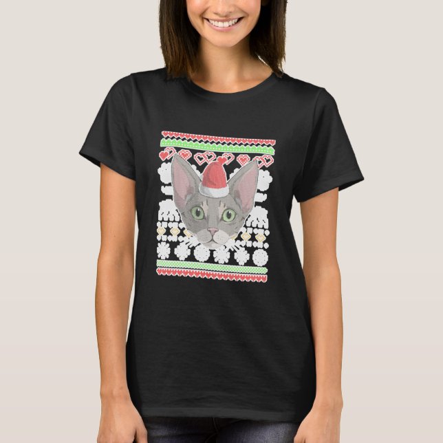 Devon Rex Cat Kattunge Jultomten Ugly T Shirt (Framsida)