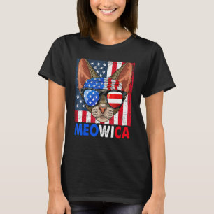 Devon Rex cat meowica 4:e juli med glasögon Ame T Shirt