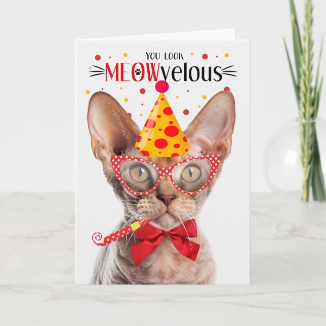 Devon Rex Cat MEOWvelous Birthday Kort (Framsida)