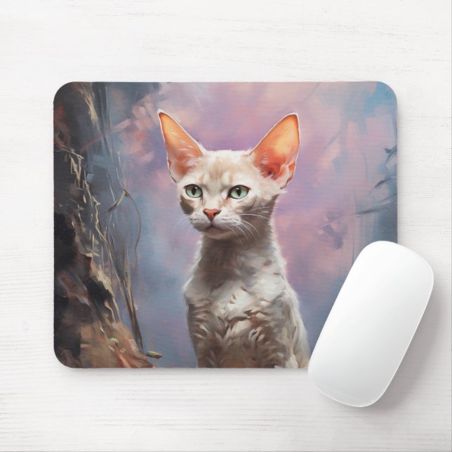 Devon Rex cat Musmatta (Med mus)
