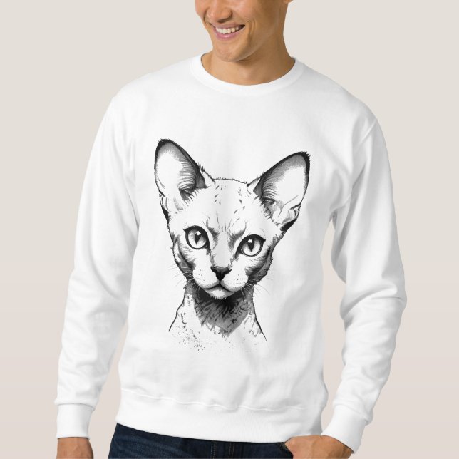 Devon Rex Cat Sketch Men's Sweatshirt (Framsida)