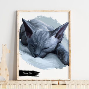 Devon Rex Cat-utskrift Skriv ut kattvägg Poster